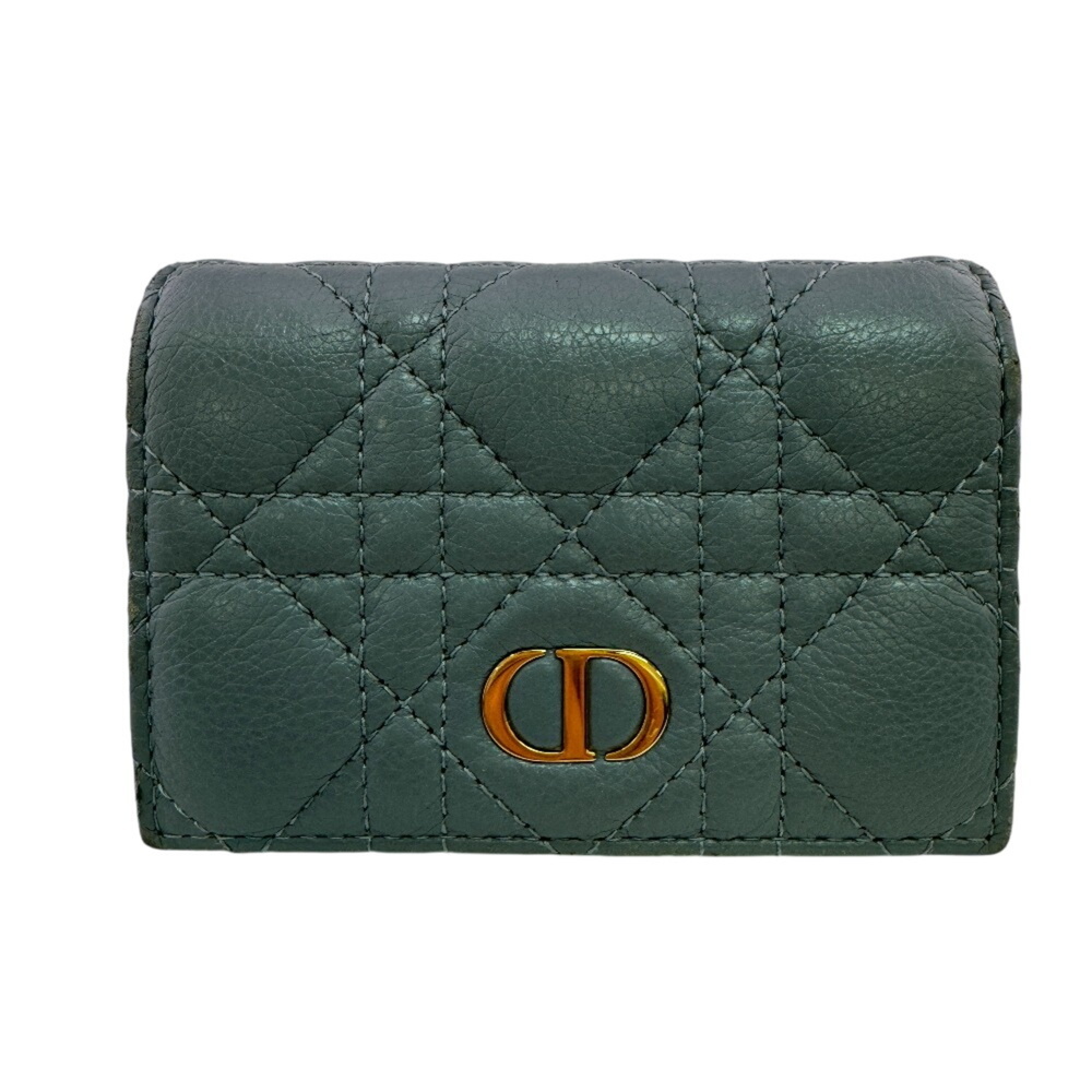 Christian Dior Card Case Cannage CD Clasp Blue
